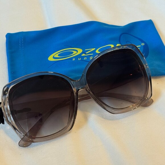 Ozone Sunglasses – Oversized Transparent Gray Frame - Picture 1 of 3
